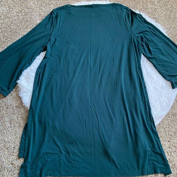 Eileen Fisher Stretchy Jersey Knit Dress Dark Teal Blue Womens Size Large - Picture 4 of 10